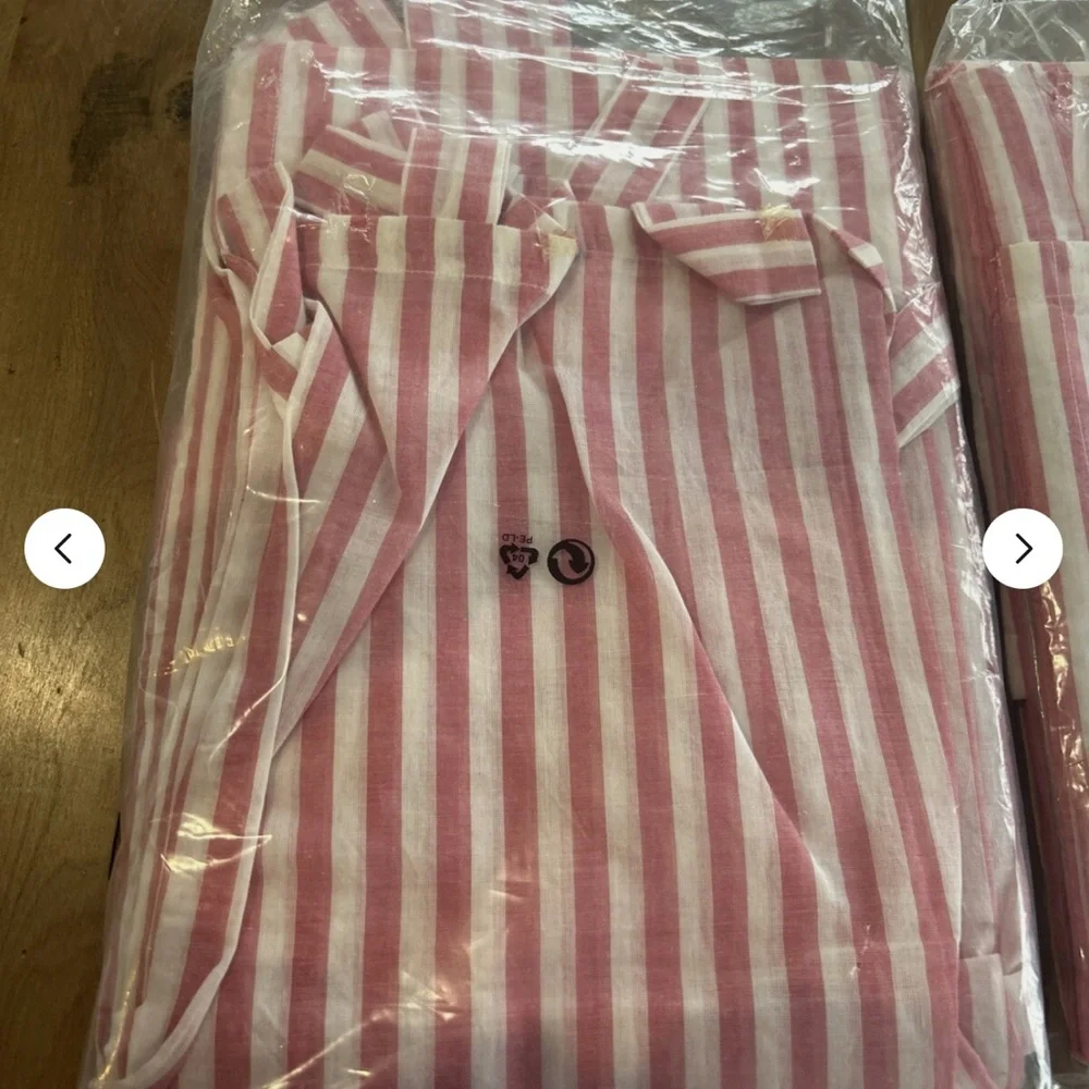 Pink and White Striped Linen Curtains